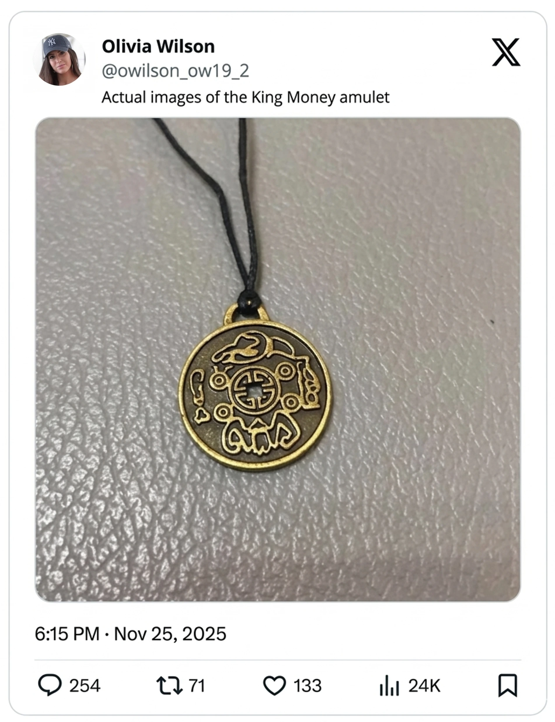 Actual images of the King Money amulet